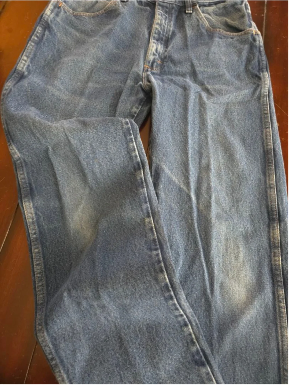 Vintage 90s Men's Rustler Blue Straight Jeans Size 34x32 Grunge Casual